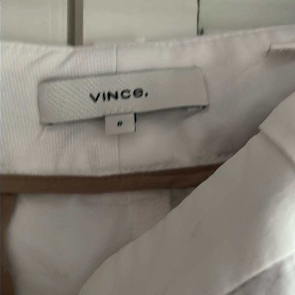 Vince Tan and White Straight Leg Pants